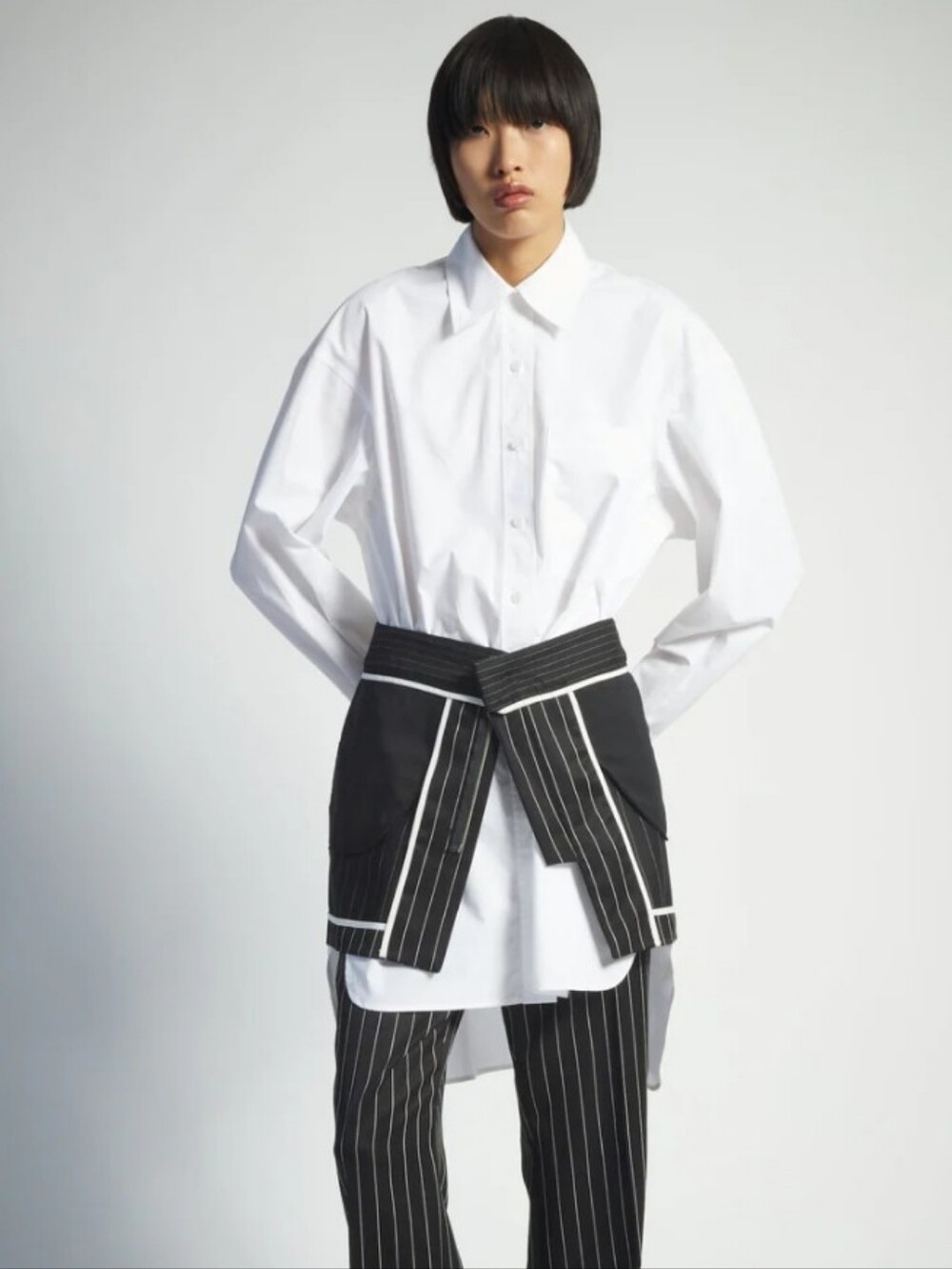 Saintart New York Alfie Oversized Tunic Blouse In White Size S/M